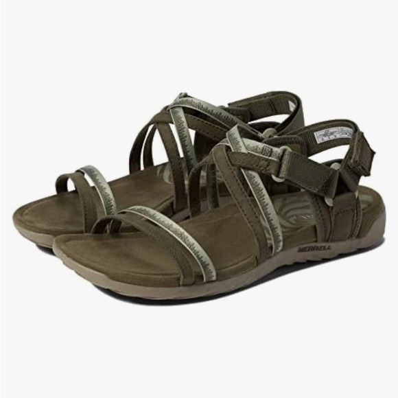 Merrell Shoes - Merrell Womens Size 7 Terran 3 Cush Lattice Olive Open Toe Strappy Sandals Shoes